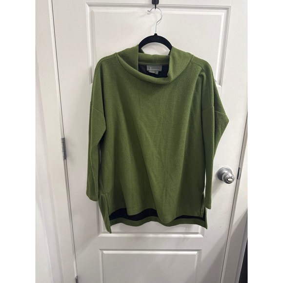 Anthropologie Sweaters - By Anthropologie Green Waffle Knit Cowl Neck Tunic Sweater Womens Small Olive